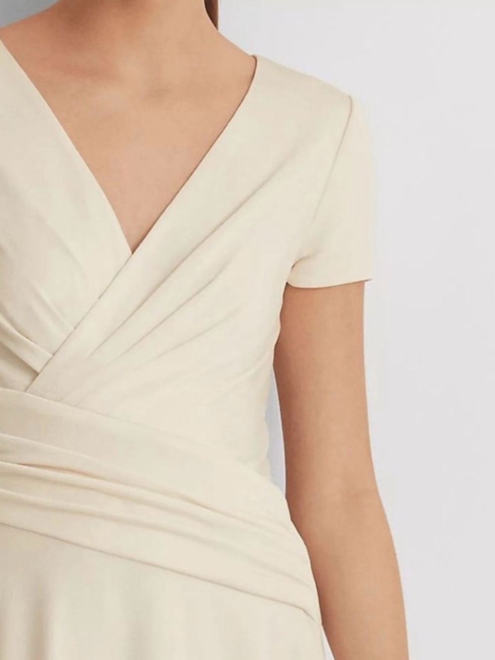 Lauren Ralph Lauren Foil Print Jersey Cocktail Dress Cream - Picture 9 of 10